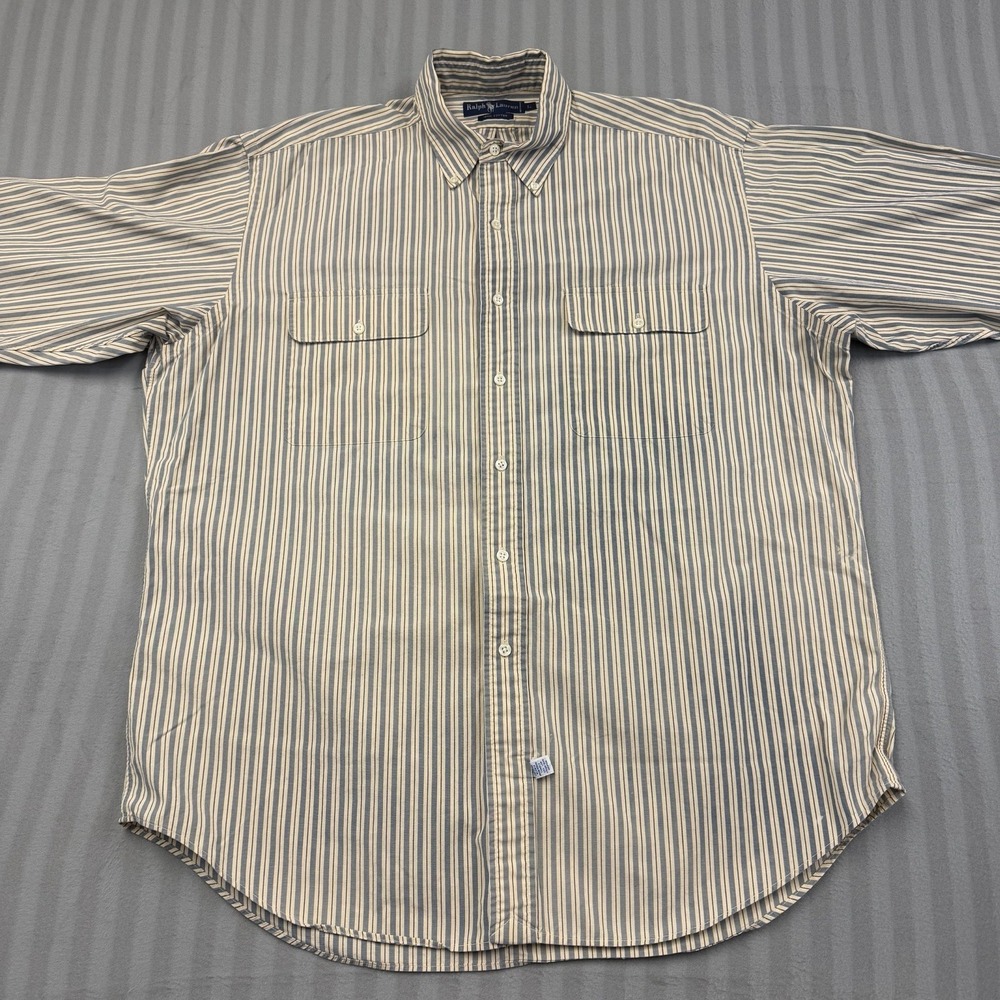 Ralph Lauren Dress Shirt Mens Size Large Long Sleeve Striped Button Down